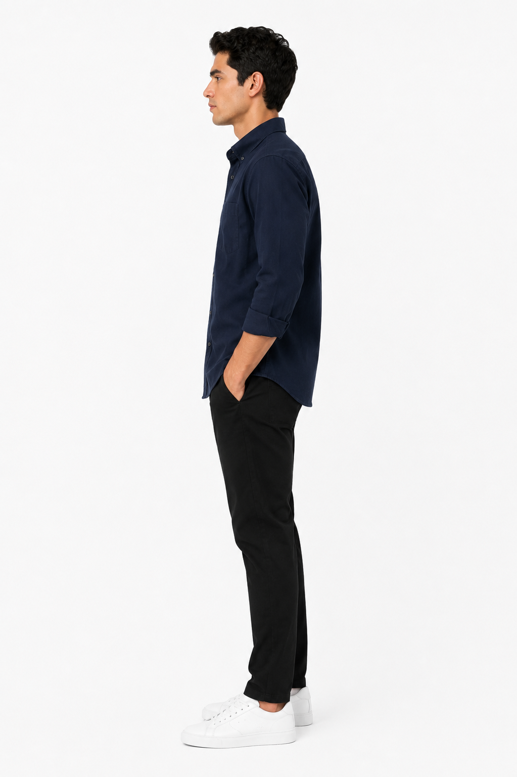 The Navy Cotton Linen Shirt