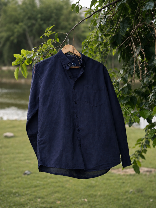 The Navy Cotton Linen Shirt