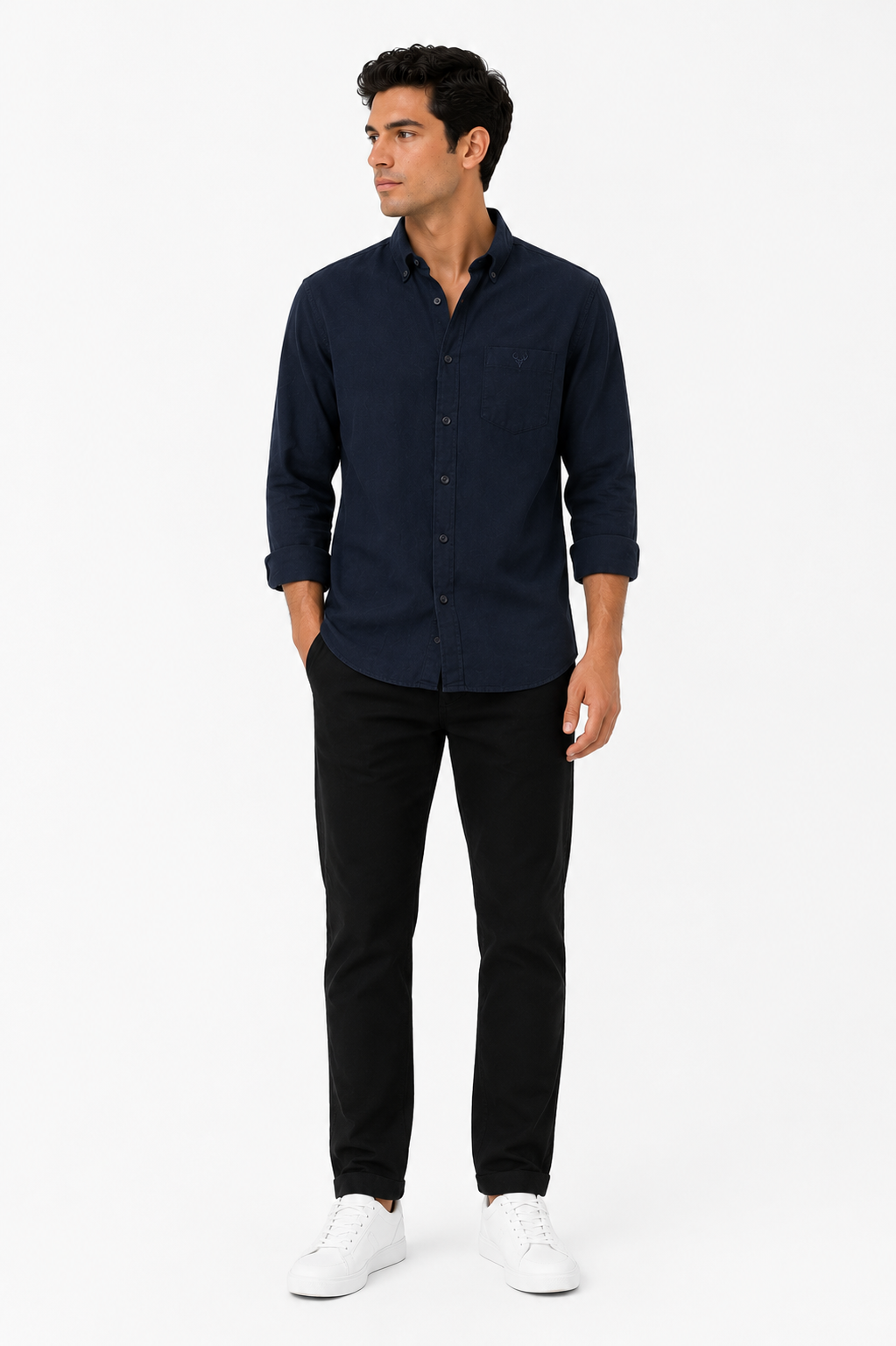 The Navy Cotton Linen Shirt